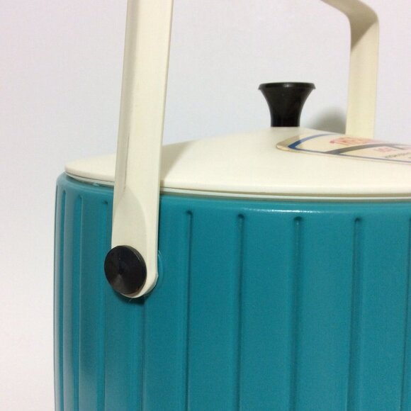 Vintage Thermos Plastic Ice Bucket Teal White Bar Restaurant Man Cave Decor - Picture 12 of 12